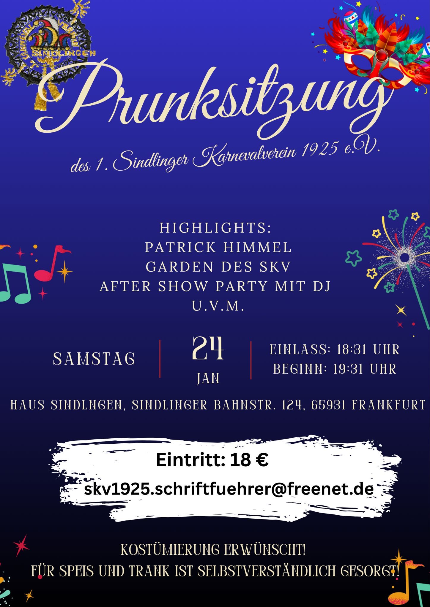 prunksitzung des ersten sindlinger karnevalvereines